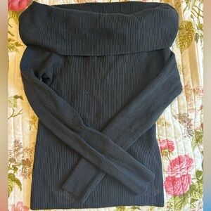 GAP Off-the-Shoulder Ribbed Knit Sweater - Black